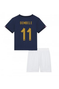 Frankrijk Ousmane Dembele #11 Babytruitje Thuis tenue Kind WK 2022 Korte Mouw (+ Korte broeken)